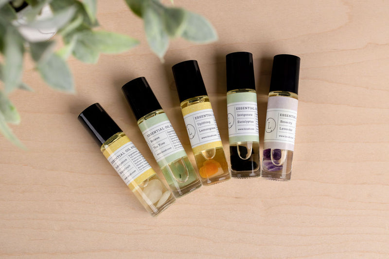 Essential Oils Roll-On with Crystals - set of 5