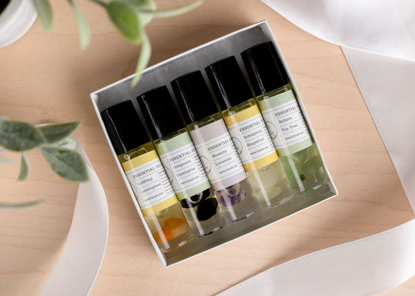Set of Essential Oils Roll-On with Crystals | All Natural Scents