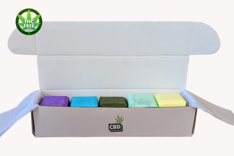 CBD Shower Steamers Gift Set with CBD - 5 Big Fizzies (THC Free)