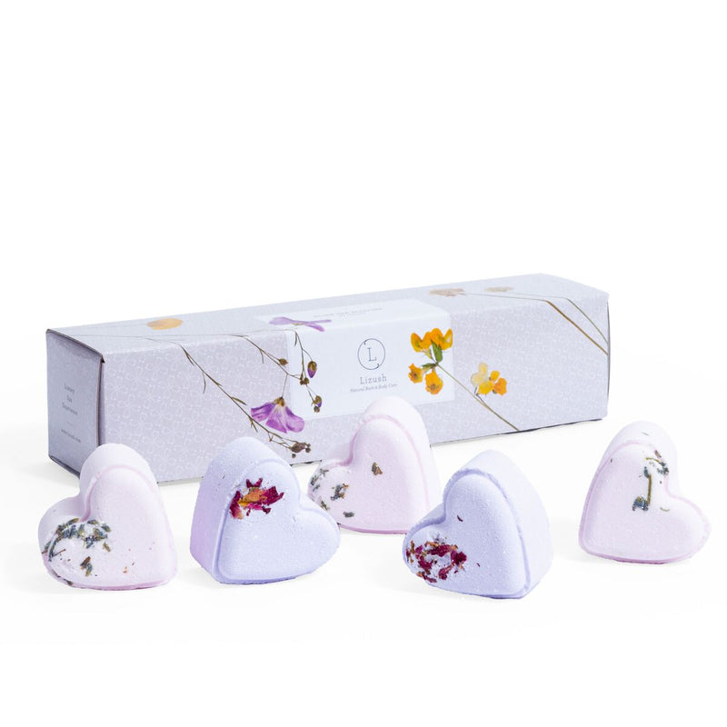 Set of 5 Heart Shaped Shower Steamers Package  - in a Gift Box - Can be personalized.