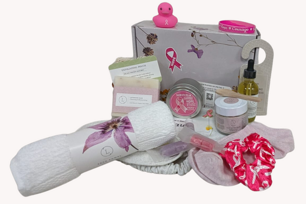 Breast cancer Awareness Gift Box - Hope for a warrior / a survivor / a mother - this is a support care pamper package -  Natural Lavender Bath & Body Relaxing Package
