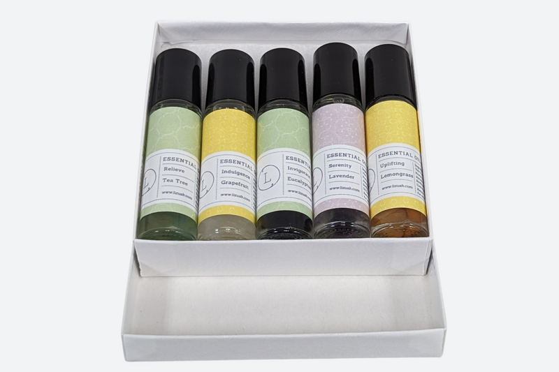 Set of Essential Oils Roll-On with Crystals