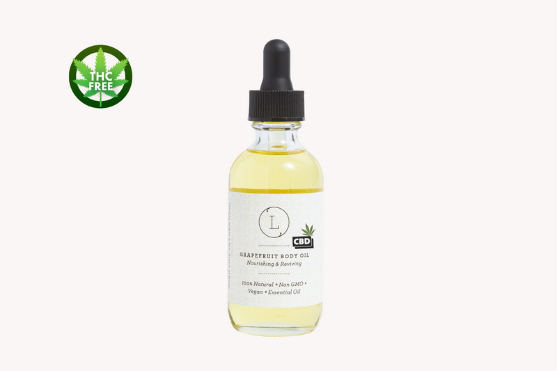 CBD Natural Body Oil with CBD, Grapefruit Moisturizing Body Oil (THC free)