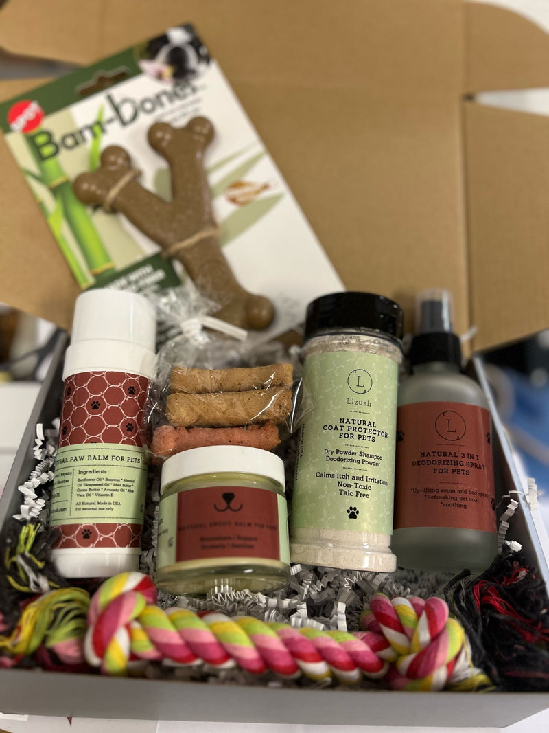 Pet Pampering Gift Box -All-Natural Pet Wellness Kit – Soothing Balms & Herbal Coat Powder