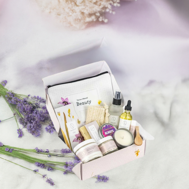 Spa Gift Box, Natural Lavender Bath & Body Relaxing Package for Friend