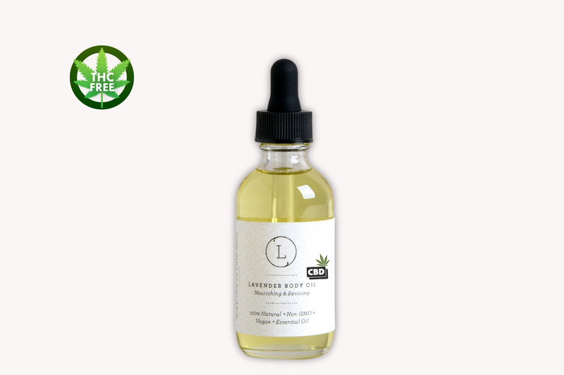 CBD Lavender Body Oil with CBD, Natural Moisturizing Body Oil (THC free)