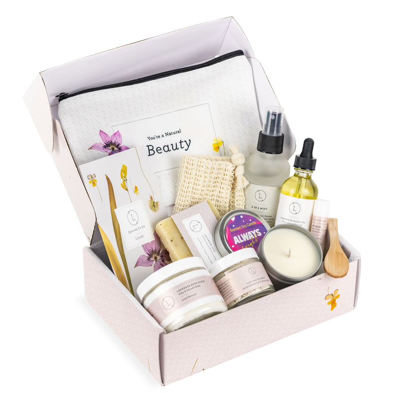 Spa Gift Box, Natural Lavender Bath & Body Relaxing Package for Friend