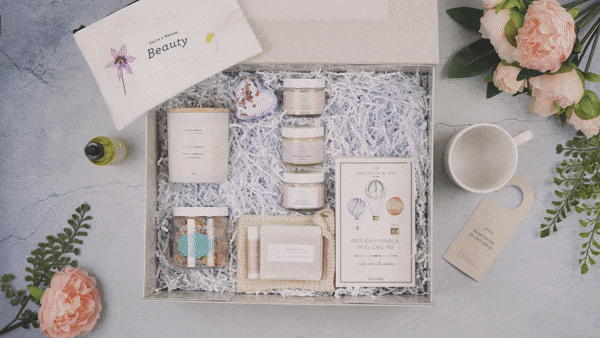 Natural skincare and treats in a big birthday gift box - lizush