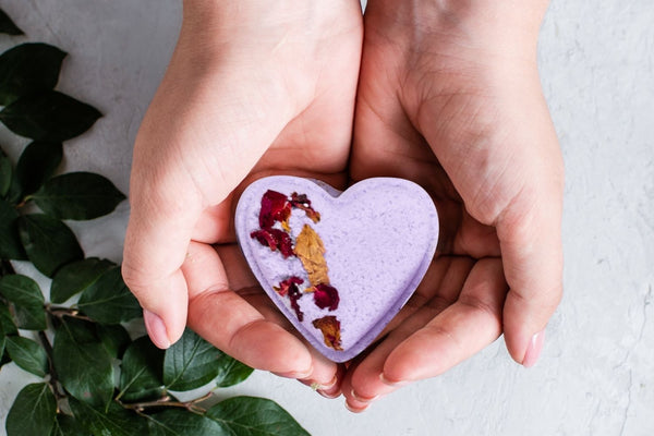 Bath Bombs - Lavender  - a Set of 5 Heart Shaped Gift box - Mother's Day best gift