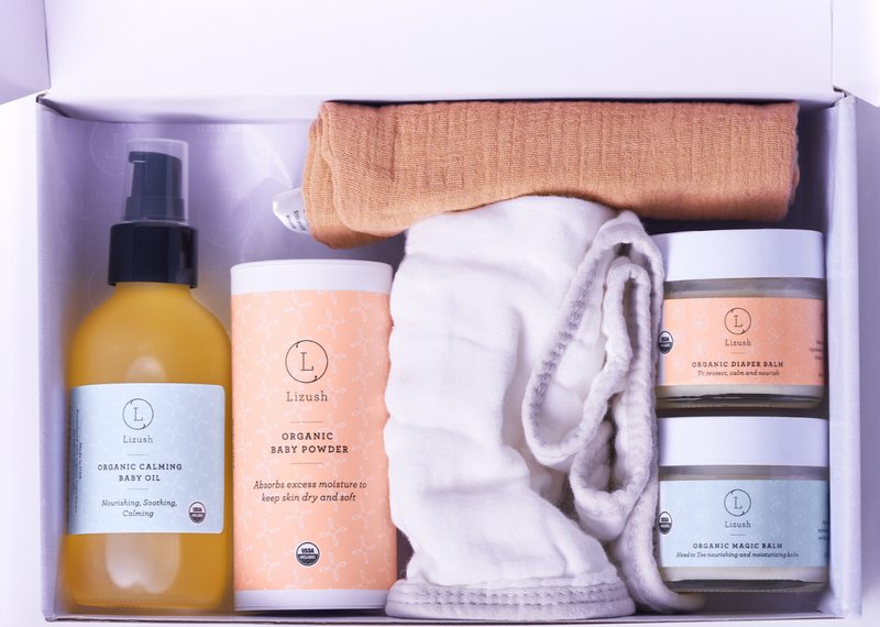 new baby born gift with ORGANIC gift box filled with rich organic products.