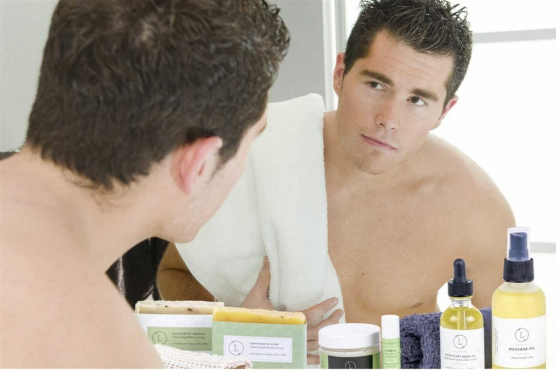 Natural skincare gift set for men, foot cream, beard oil, massage oil, natural soap bar - lizush